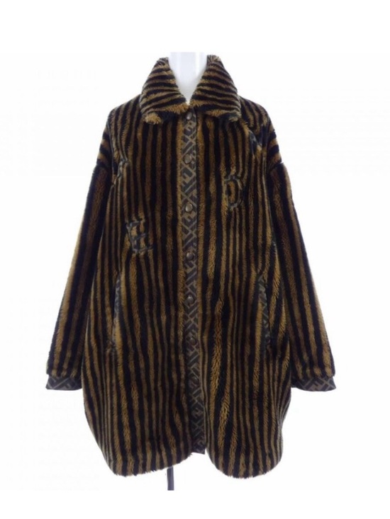 Fendi Jackets & Blazers - Fendi Vintage Women’s Striped Faux Fur Coat - Brown/Black Excellent Condition